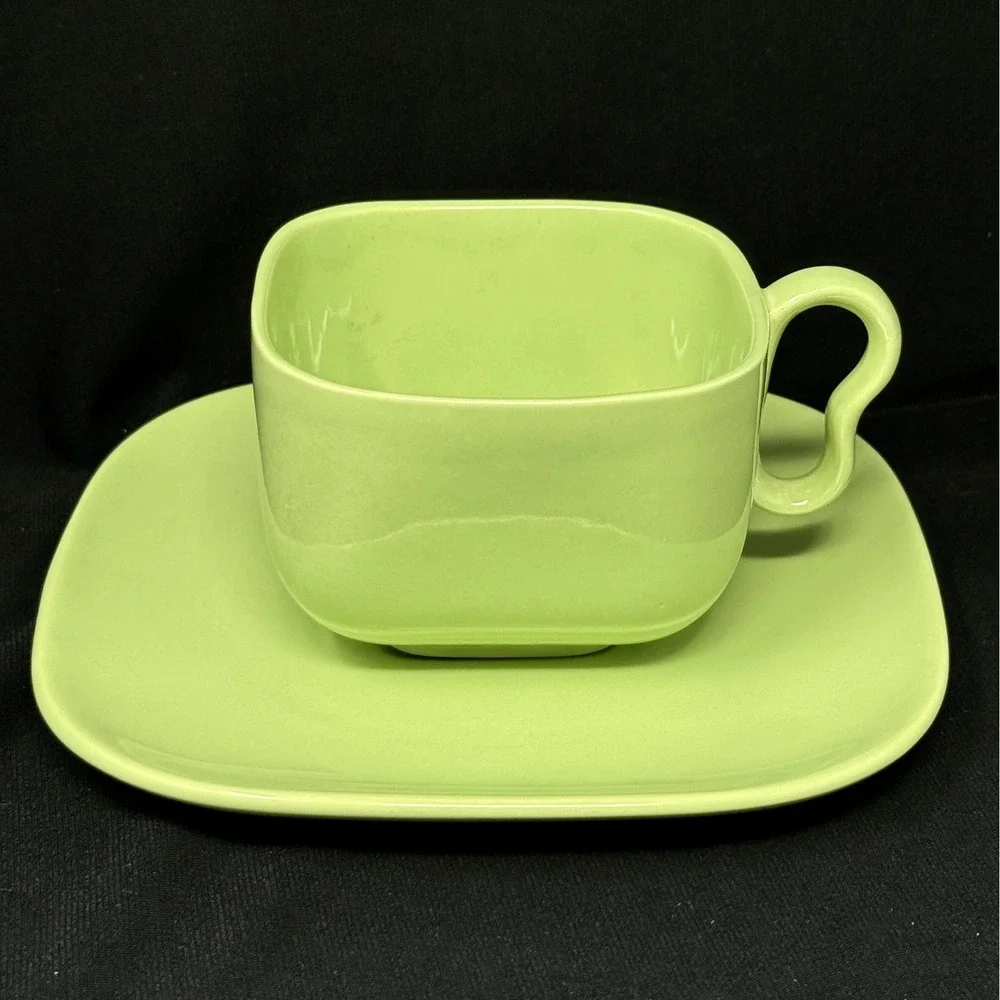 Franciscan Tiempo‎ Lime Green 5 Pc Set Bread Plate Cup Saucer Butter Dish Metro